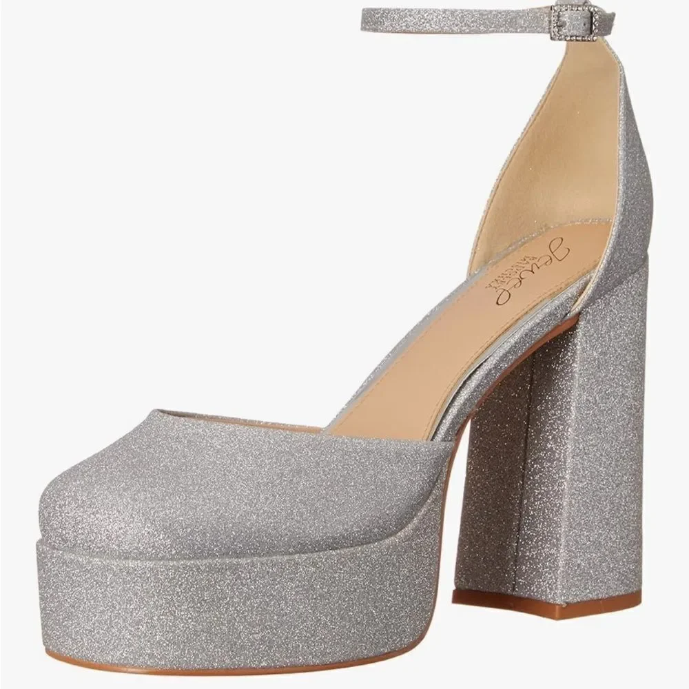 Jewel Badgley Mischka Jayda Platform Pumps Silver size 10 NWT $249